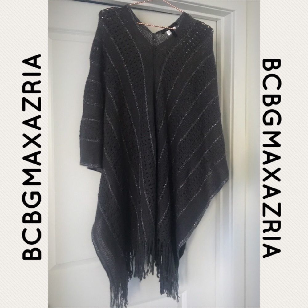 NWOT BCBGMAXAZRIA grey & silver poncho/cape OS